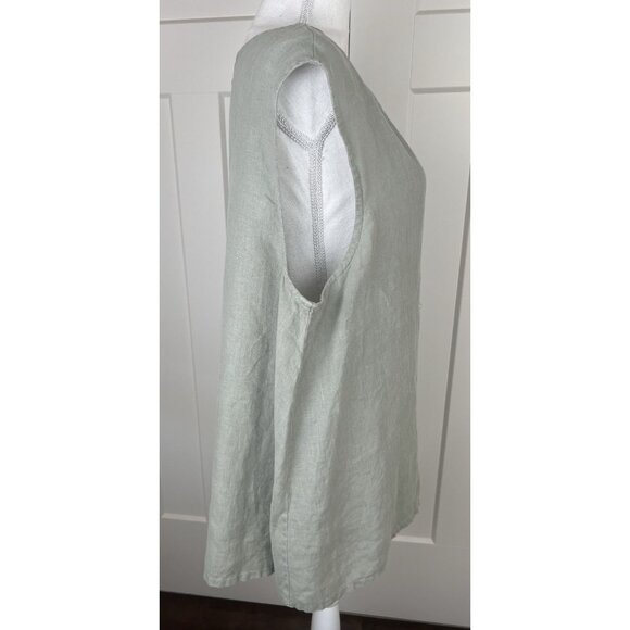 Bryn Walker Huxley Tunic Tank Sage Green 100% Linen Lagenlook Minimalist Sz 1X - Picture 4 of 9